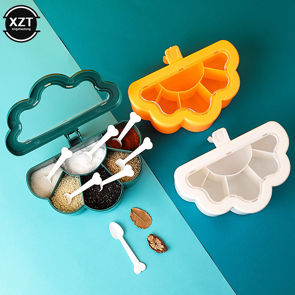 Boîte d'Assaisonnement 6 en 1, Sucrier Belle, Salière, Épice, Pot de Rangement, Gadget, Accessoire de Cuisine, Récipient à Condiments AI0001 – Image 3