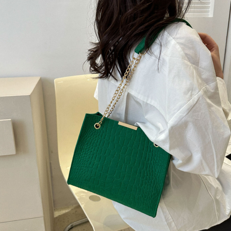 Sac à main en feutre à motif de gril pour femme, petite poignée sous les bras, pochette de luxe solide, sac à main pour document féminin, initié, nouvelle mode, 2024 AI0001