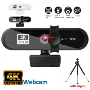 Caméra Web USB Autofocus avec trépied pour ordinateur portable, mini caméra avec microphone, 4K, 2K, PC, 1080P AI0001