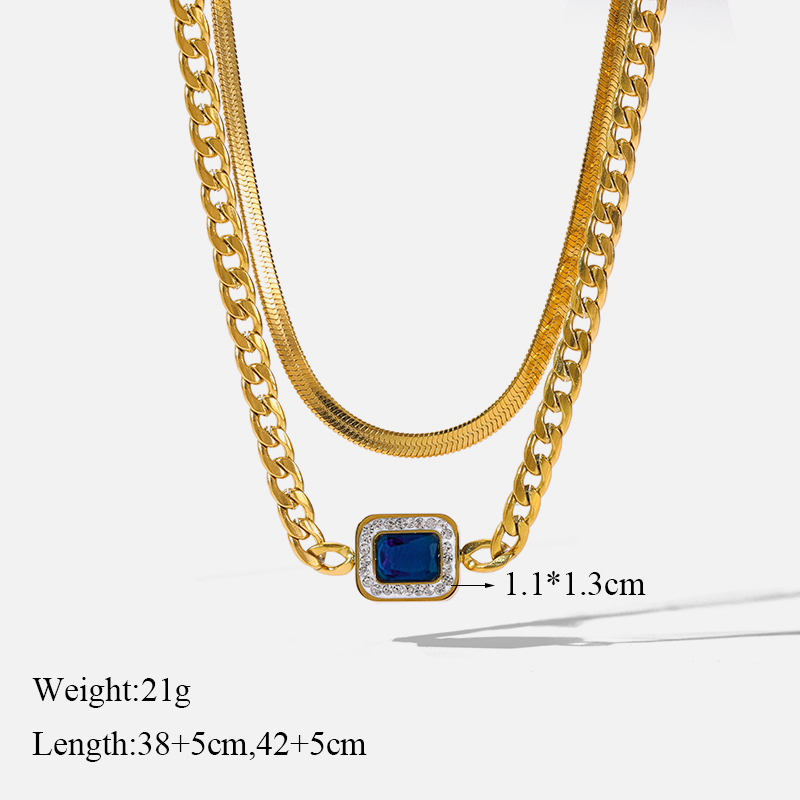 BCEFACL-Ensemble de bijoux imperméables SION L pour femme, acier inoxydable, bleu, pendentif en cristal, collier et boucles d'oreilles, cadeau pour fille, nouvelle tendance AI0001 – Image 5