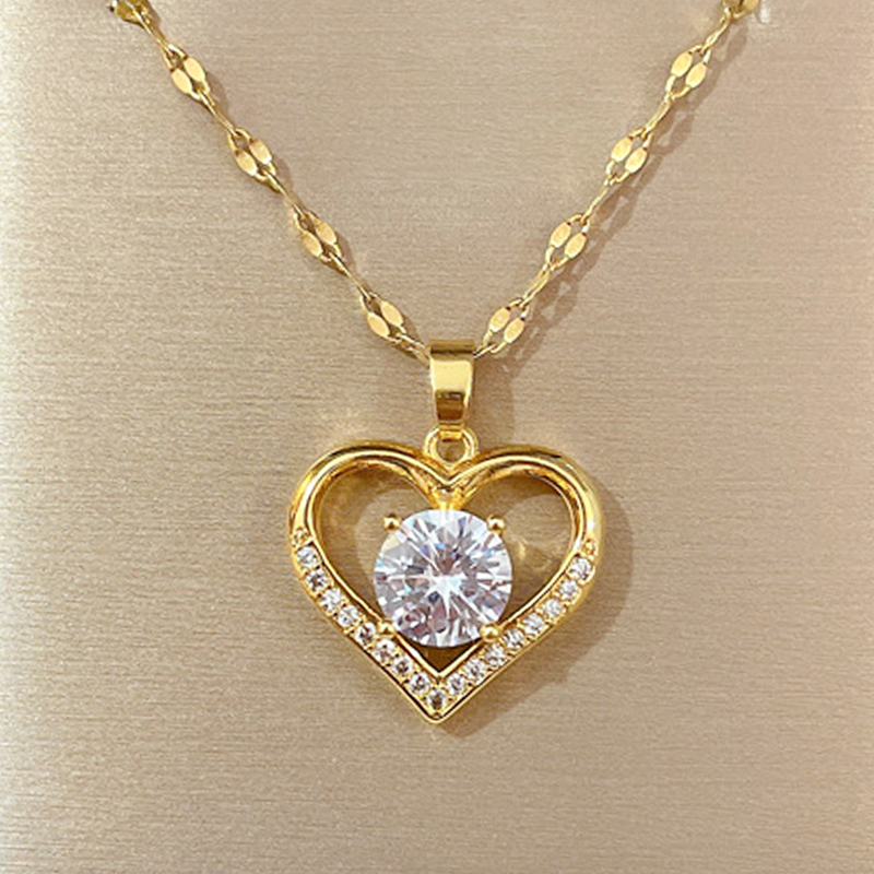 Collier avec pendentif en forme de cœur pour femme, bijou artificiel, en acier inoxydable doré, avec lèvres, chaîne de cou, 2022 AI0001 – Image 7