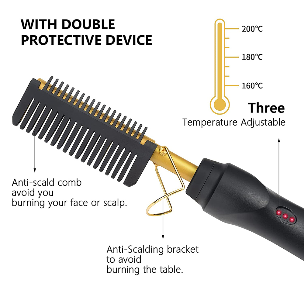 Lisseur Électrique 2 en 1 pour Perruques, Peigne Chaud, Bigoudi, Brosse à Lisser Multifonctionnelle, Fer pio, Outils de Coiffure AI0001 – Image 2