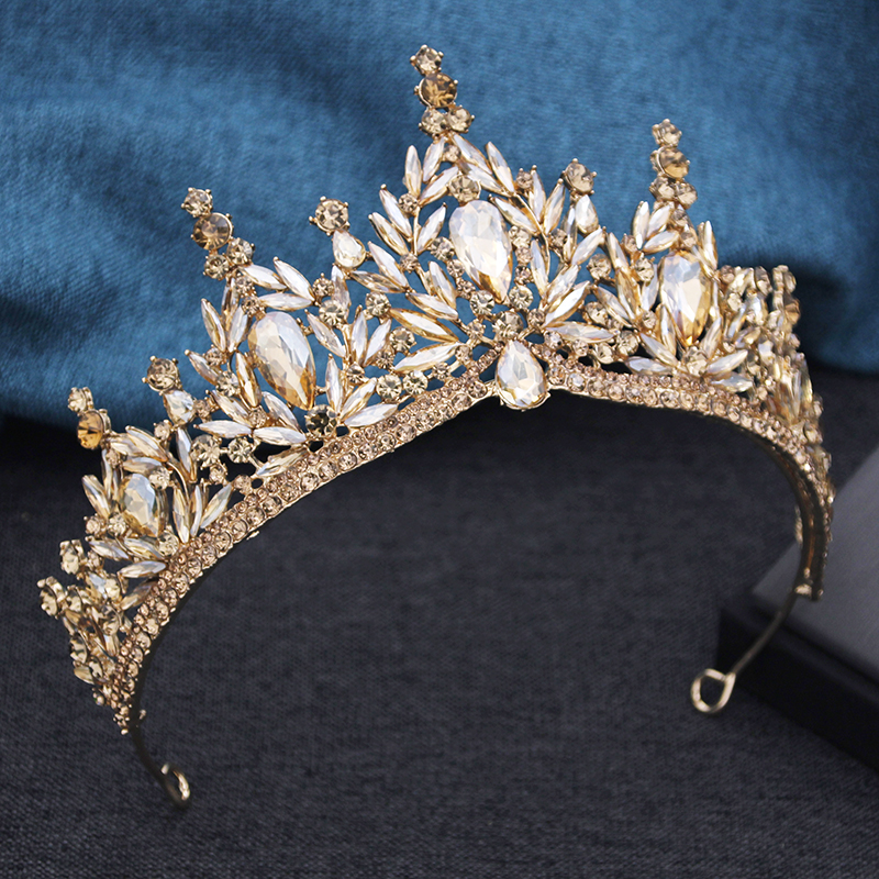 Ensemble de bijoux en cristal de champagne pour la mariée, couronne de mariage baroque, boucles d'oreilles diadème, collier de patients, costume de fête, cadeau d'anniversaire, paquet de 3 AI0001 – Image 6