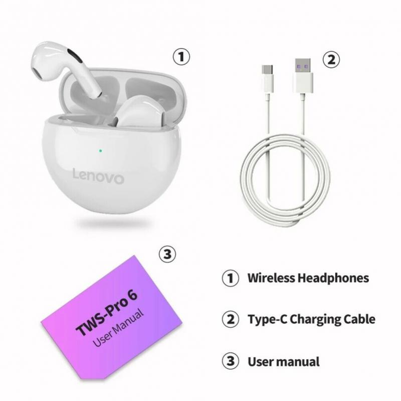 Lenovo-Écouteurs Sans Fil Bluetooth 5.0 TWS Air Pro 6, Oreillettes à Commande Tactile, Hifi, pour le dehors, avec Réduction du Bruit, d'Origine AI0001 – Image 2