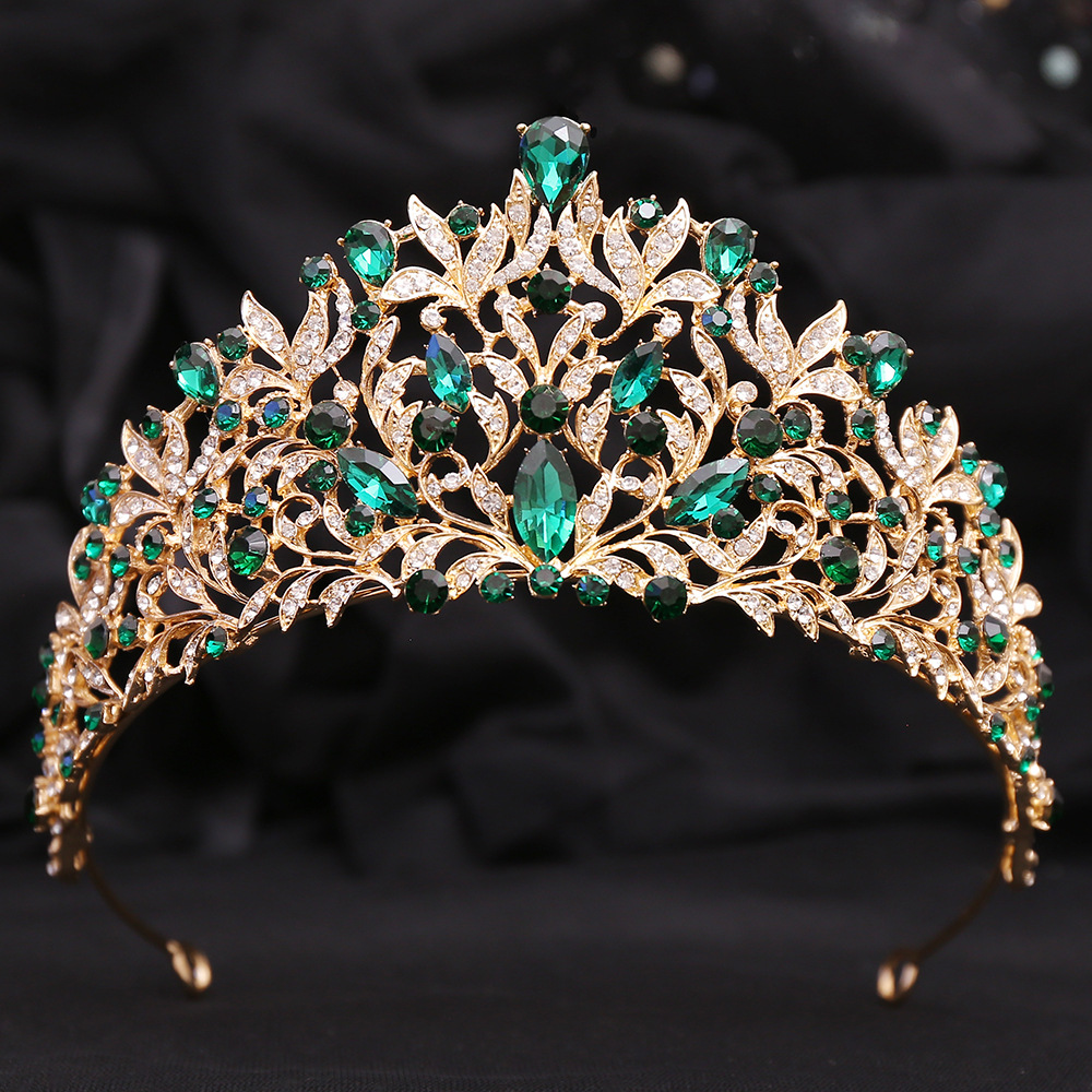 KMVEXO-Vêtements de sauna pour patients, couronne de fête absorbe ouissante pour dames, diadèmes de performance exquis, bijoux d'anniversaire luxueux, couleur verte AI0001 – Image 4