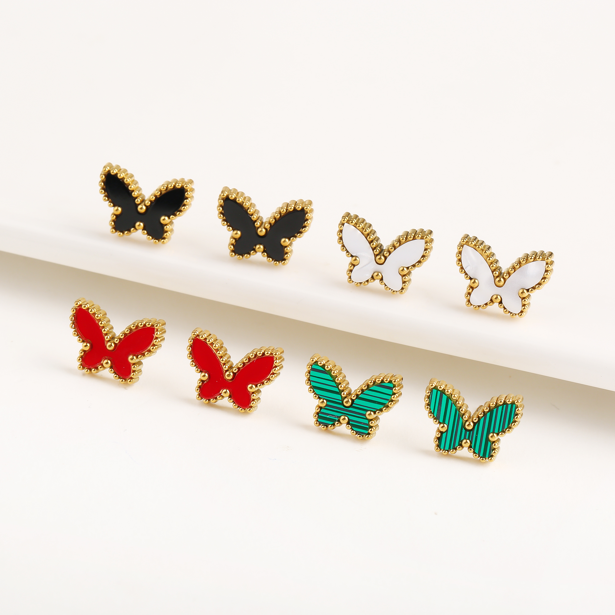 Boucles d'oreilles papillon en acier inoxydable pour femme, boucles d'oreilles simples, mignon, insecte, fête, bijoux de luxe, nouvelle mode, 03/Wear Everver AI0001