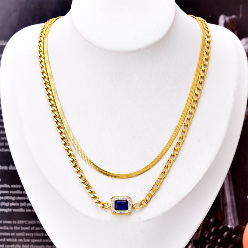 BCEFACL-Ensemble de bijoux imperméables SION L pour femme, acier inoxydable, bleu, pendentif en cristal, collier et boucles d'oreilles, cadeau pour fille, nouvelle tendance AI0001 – Image 4