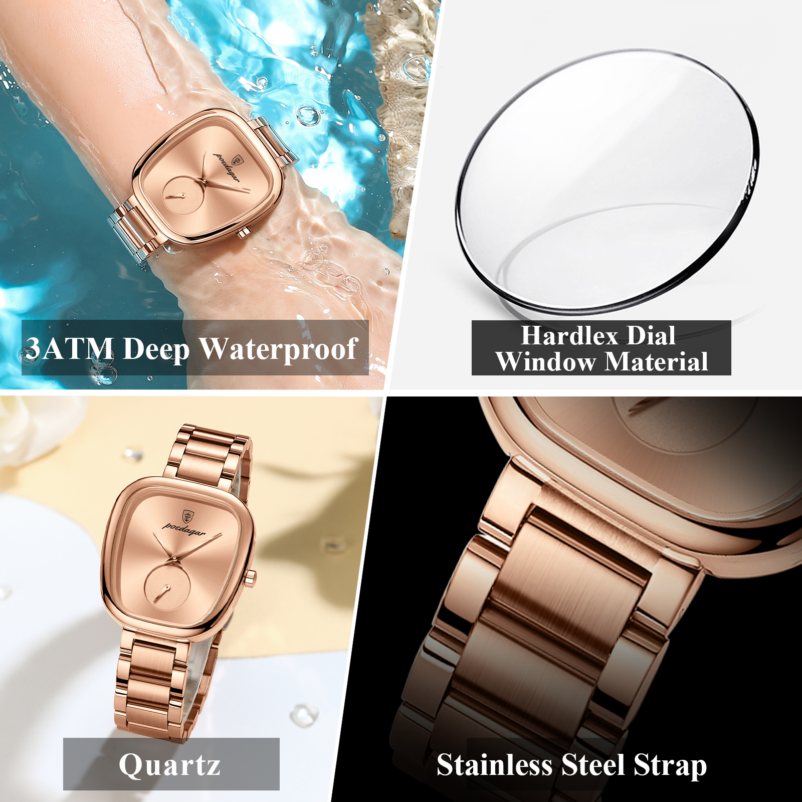 POEDAGAR-Montre à quartz étanche en acier inoxydable pour femme, montres de luxe pour femme, horloge élégante pour femme, haute qualité AI0001 – Image 4