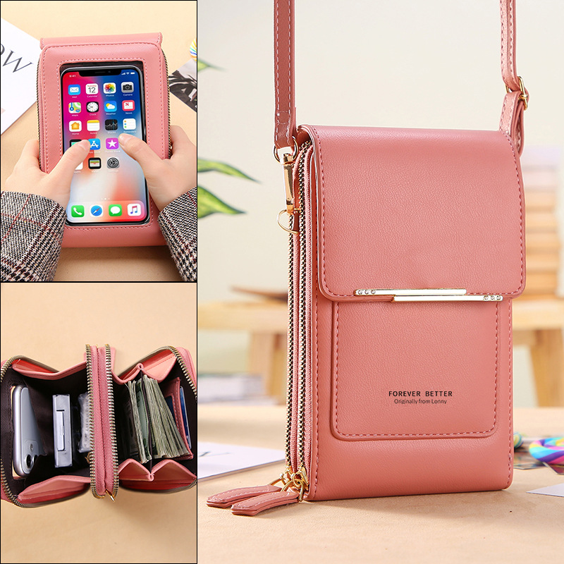 Sac à main en cuir souple pour femme, sac à main à écran tactile, sac à main pour téléphone portable, sac à bandoulière initié, petits portefeuilles, mode AI0001
