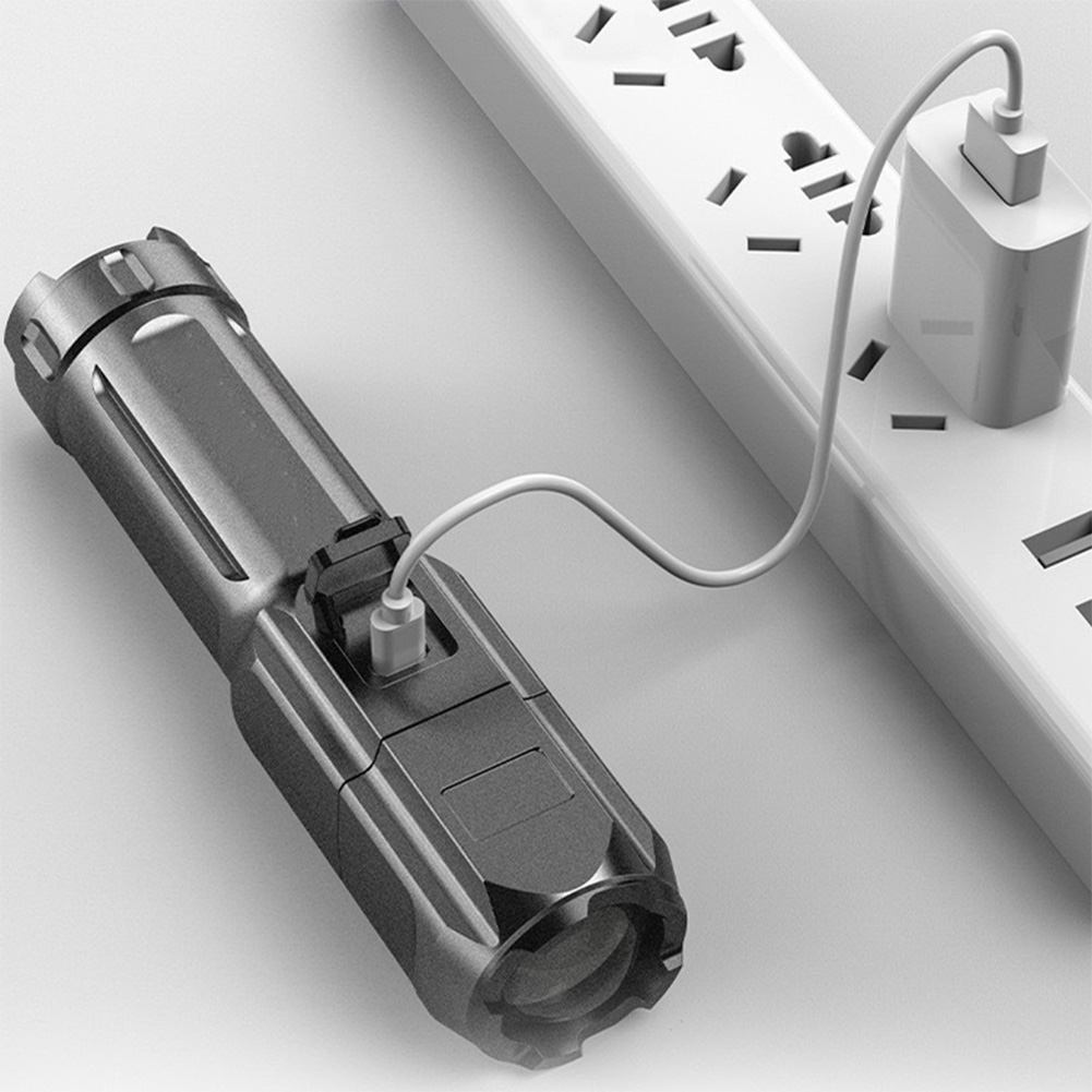 Lampe de poche LED haute puissance, aste par USB, étanche, super lumineuse, zoomable, 3 modes d'éclairage, torche portable AI0001 – Image 4