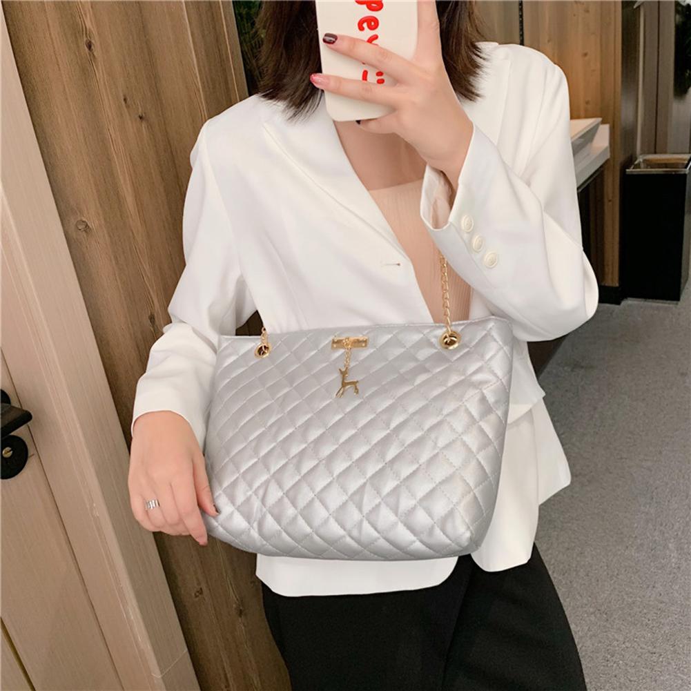 Sacs à main en cuir PU pour femmes, sacs à bandoulière décontractés de grande capacité avec chaîne, poignée supérieure, sacs à bandoulière couleur unie AI0001 – Image 4