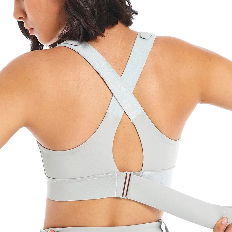 Soutien-gorge de sport pour femme, collant, haut court, yoga, fermeture éclair frontale, grande taille, sangle réglable, antichoc, fitness, brassière athlétique AI0001 – Image 3