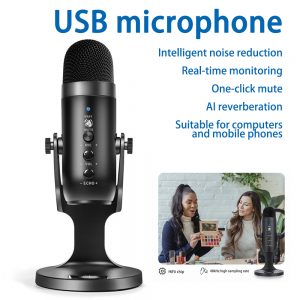 Microphone professionnel à condensateur USB, studio, statique, pour PC, ordinateur, jeu, streaming, podcasting, ordinateur portable, bureau AI0001