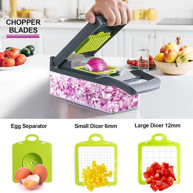 Hachoir à légumes multifonctionnel 15 en 1, trancheuse à légumes durable, râpe à oignons et pommes de terre, hachoir à légumes AI0001 – Image 4