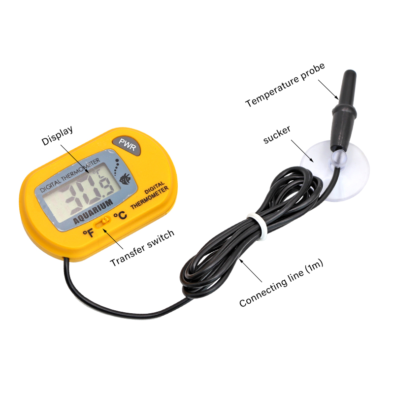 Therye.com-Compteur d'eau numérique LCD pour aquarium, détecteur de température, alarme de poisson, outil de fournitures pour animaux de compagnie, précieux poisson AI0001 – Image 4