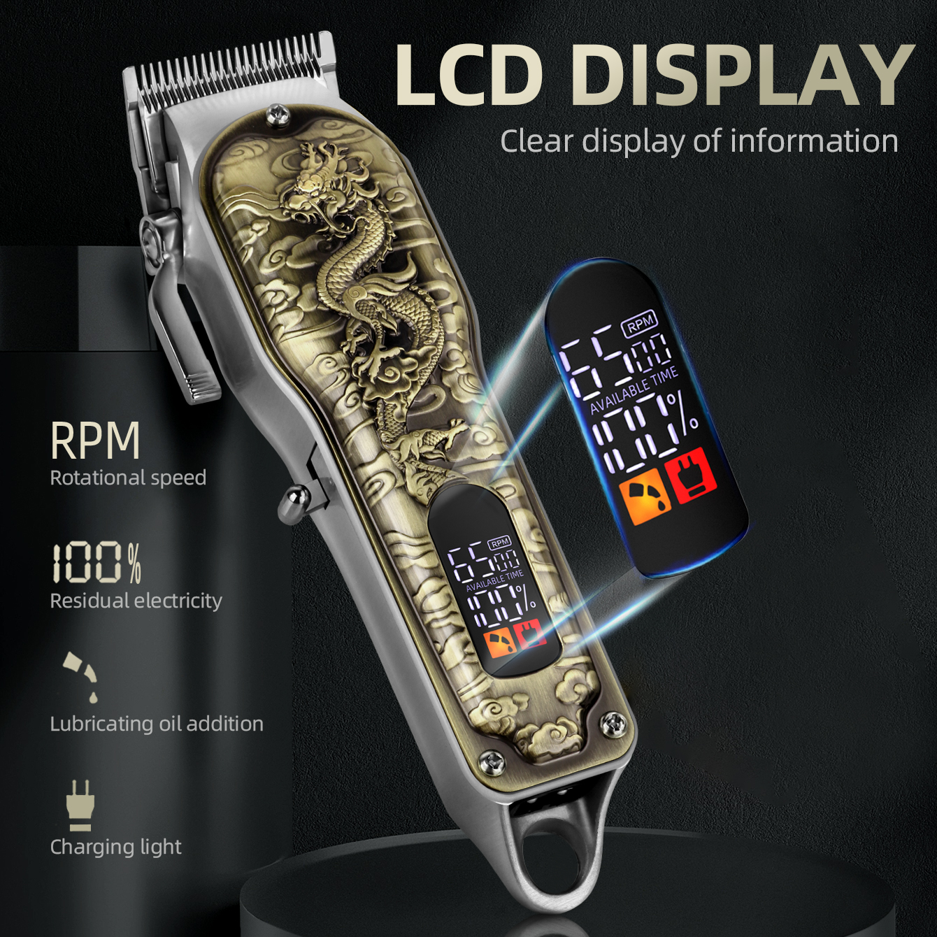 KIKIDO-Tondeuse à cheveux électrique professionnelle pour hommes, tondeuse à barbe aste, kit de machine à couper les cheveux sans fil AI0001 – Image 6