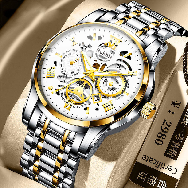 UTHAI-Montre-bracelet à quartz pour homme, léger, haut de gamme, luxe, polyvalent, étanche, creux romain, horloge masculine AI0001 – Image 6