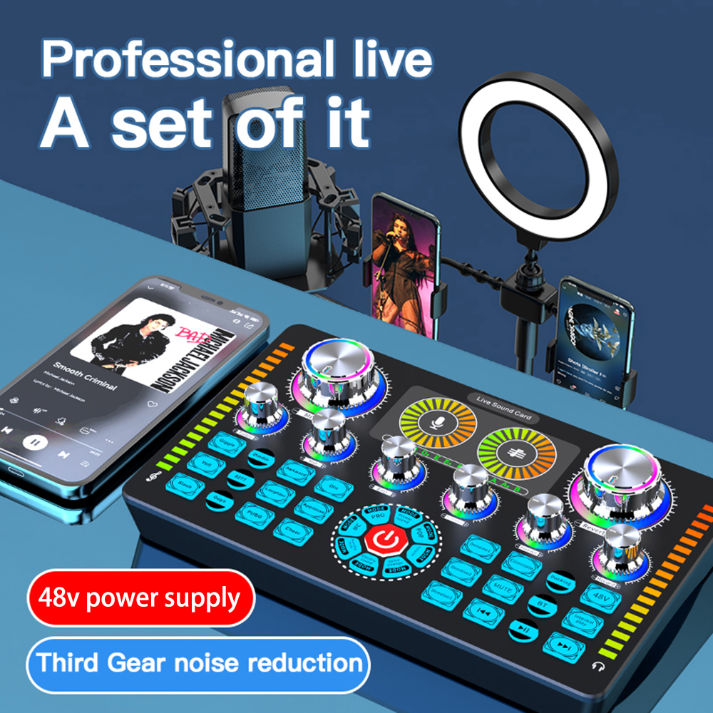 Q7 Dernière Professionnel Portable Bluetooth Carte Son Pour Le Karaoké Podcast Home Studio Enregistrement Diffusion Microphone Mélangeur AI0001 – Image 7