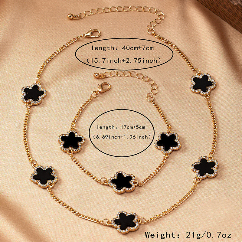 Ensembles de bijoux géométriques en émail de verre pour femmes, collier de fleurs, bracelet, cadeau de fête, avocat, vacances, ensemble de 2 pièces, S018 AI0001 – Image 3