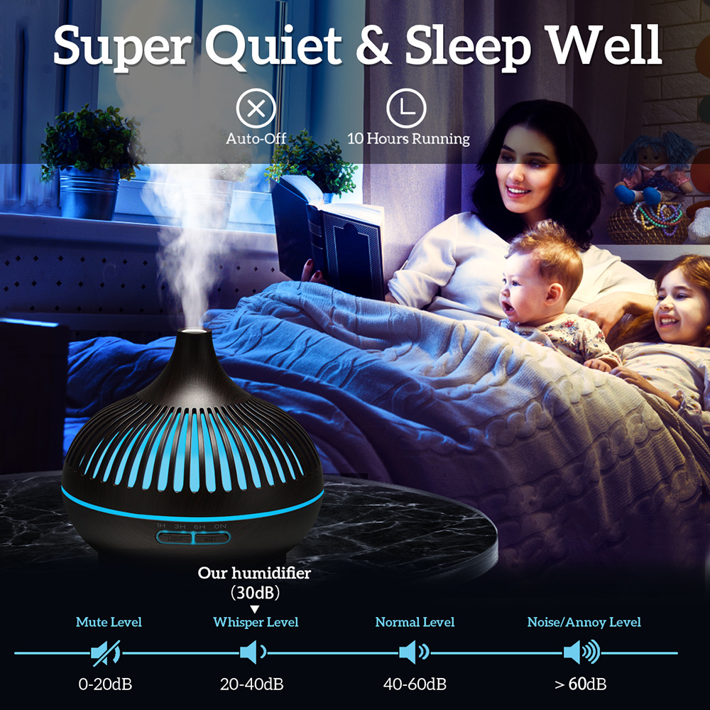 Diffuseur d'huiles essentielles d'aromathérapie, humidificateur d'air à ultrasons, télécommande Wood Mars, frais avec 7 lumières LED pour documents, 500ml AI0001 – Image 4