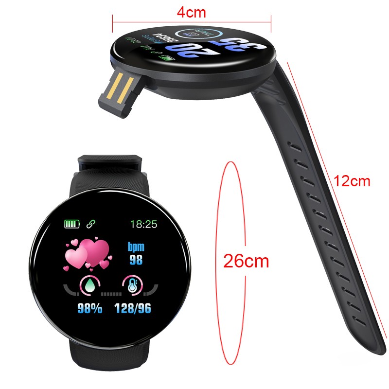 Montre intelligente D18 pour hommes et femmes, montre intelligente, tension artérielle, étanche, montres numériques, sport, suivi de la condition physique, Apple Watch Band AI0001 – Image 2