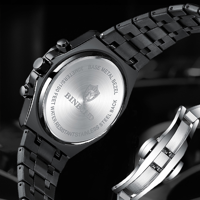 Montre à Quartz en Acier Inoxydable pour Homme, Marque de Luxe, Argent, Mode d'Affaires, Phase de Lune, Chronographe, Horloge Multifonctionnelle AI0001 – Image 3