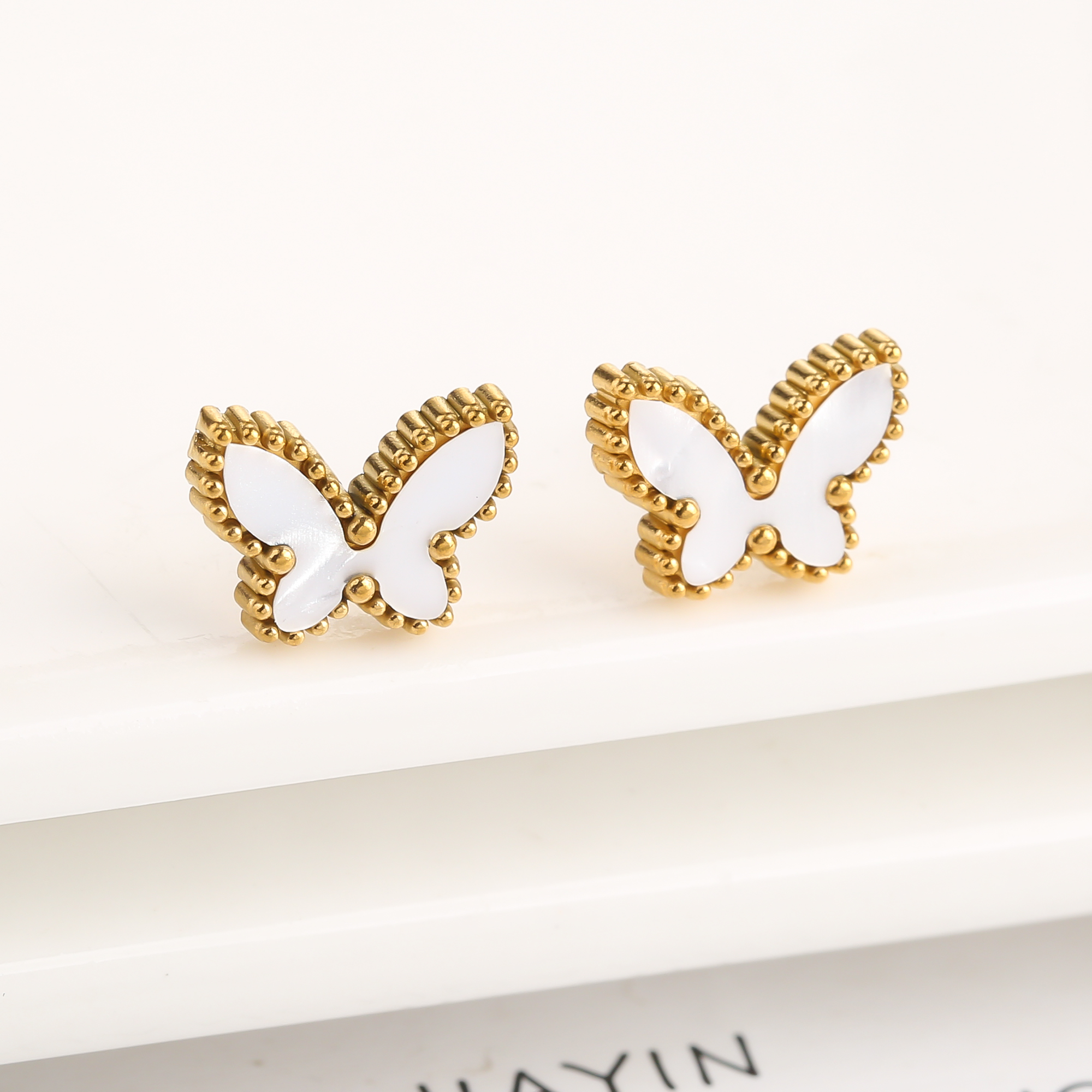 Boucles d'oreilles papillon en acier inoxydable pour femme, boucles d'oreilles simples, mignon, insecte, fête, bijoux de luxe, nouvelle mode, 03/Wear Everver AI0001 – Image 6