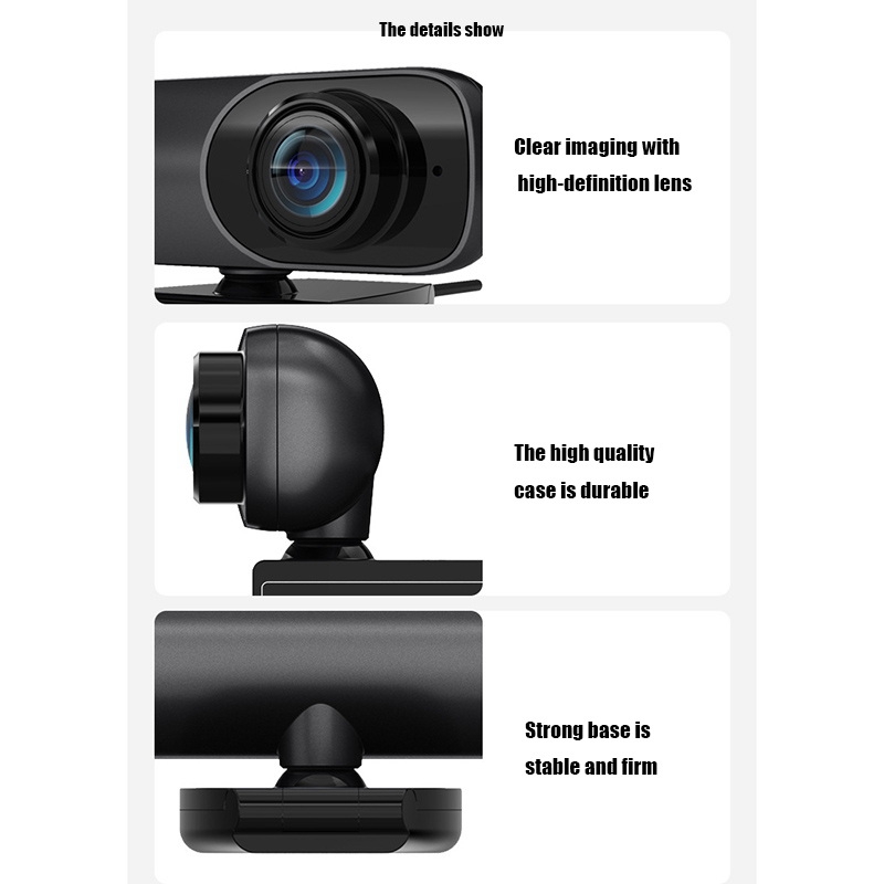 Webcam 4K Uhd 3840X2160P, 800W Pixels, Caméra d'ordinateur, Caméra Web Groothoek 120 ° avec Microfoon, Nouveau AI0001 – Image 2