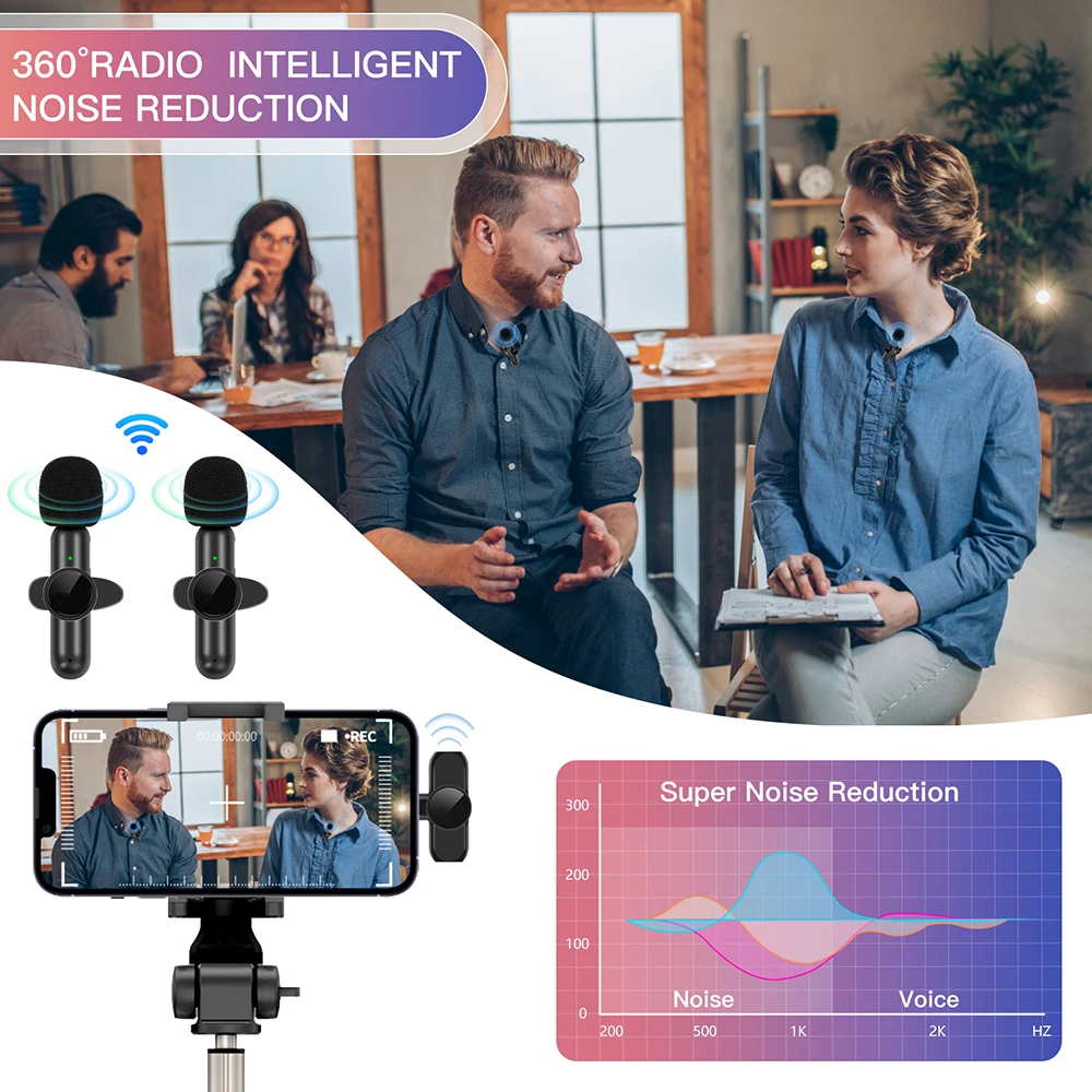 Mini microphone Lavalier sans fil pour iPhone et téléphone Android, audio, vidéo, statique, portable, diffusion en direct, jeu AI0001 – Image 5
