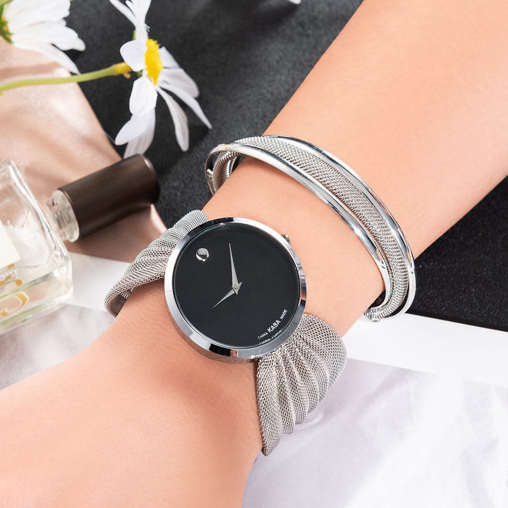 Montre avec Bracelet en maille pour femmes, ensemble Simple, à la mode, de luxe, à Quartz, boîte cadeau pour dames, livraison directe AI0001 – Image 4
