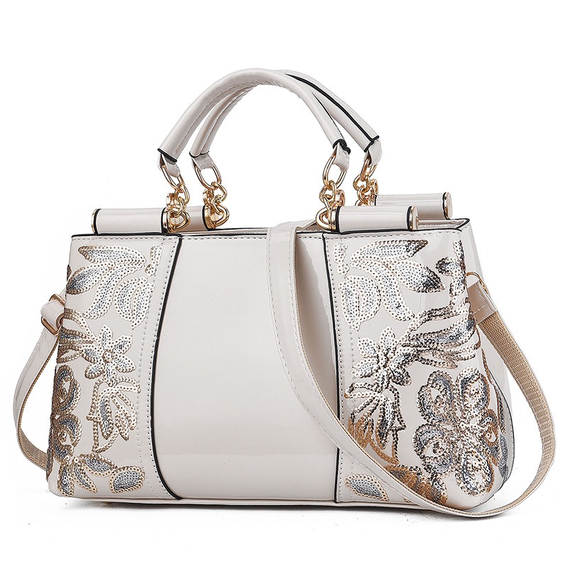 Sac à main brodé en cuir verni brillant pour femme, européen, américain, designer, femme, initié, bandoulière AI0001 – Image 4