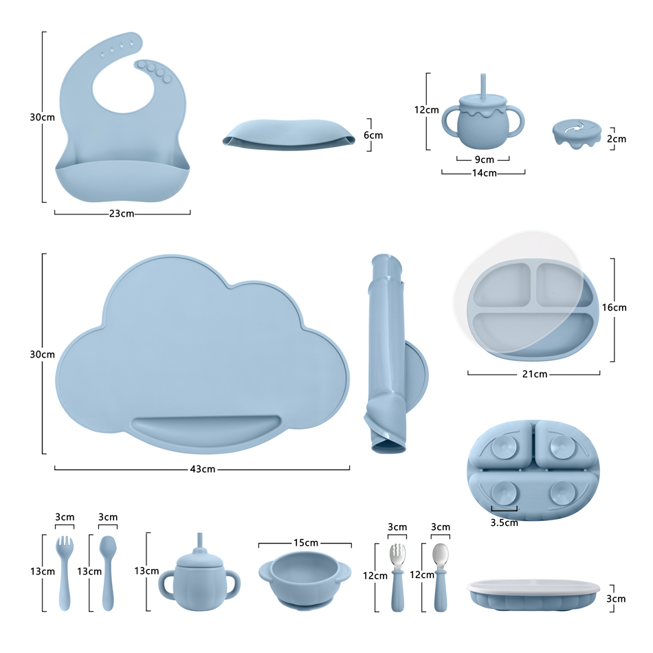 Filles à ventouse antidérapant en silicone pour bébé, ensemble d'alimentation pour enfant, cuillère d'entraînement, bavoir imperméable, ensemble de tasses, plats de dessin animé, assiette pour nouveau-né, trucs AI0001 – Image 3