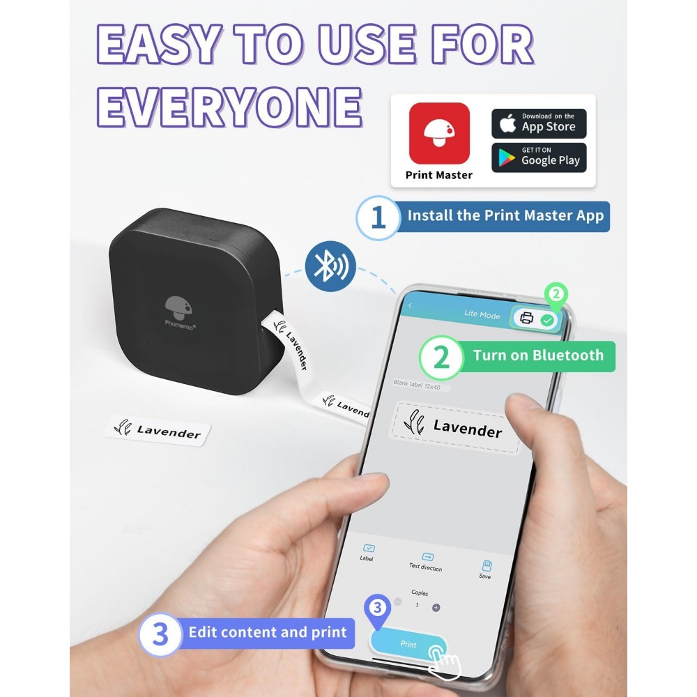 Phomemo-Imprimante d'étiquettes thermiques sans encre, étiqueteuse Q30, mini autocollant, Bluetooth, portable, déterminer la petite étiqueteuse pour le bureau d'affaires AI0001 – Image 4