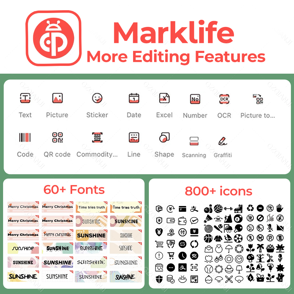 Marklife-Imprimante d'étiquettes P15, étiqueteuse thermique portable, Bluetooth, impression sans encre, autocollant auto-adhésif, 15mm, P12, D30 AI0001 – Image 3