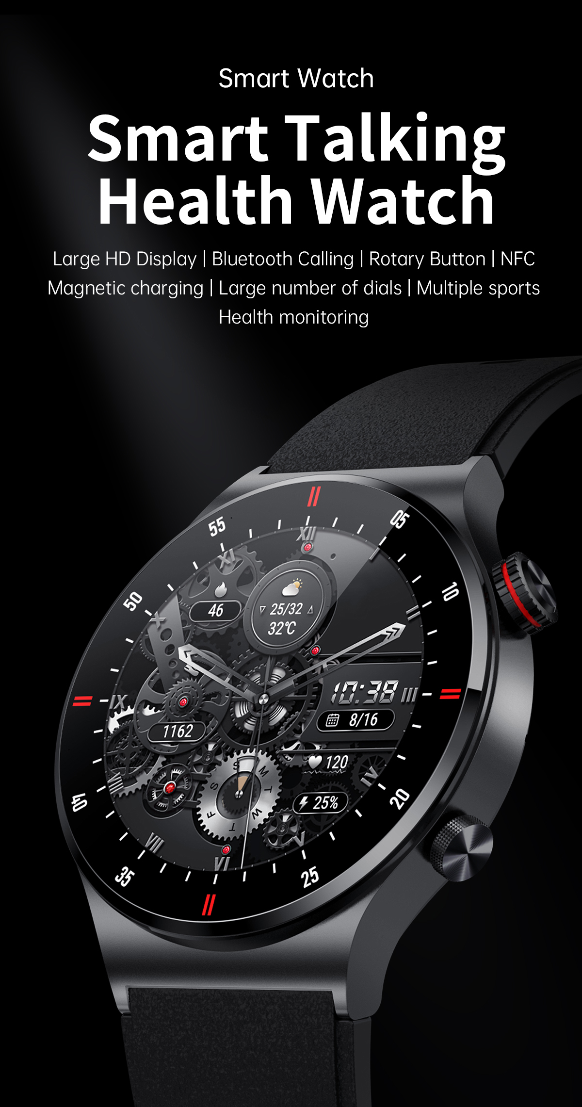 Montre intelligente étanche pour Xiaomi Redmi Note 13 Pro, montre intelligente d'appel Bluetooth, tracker de fitness sportif pour homme, grand écran HD, Note 12 AI0001 – Image 4