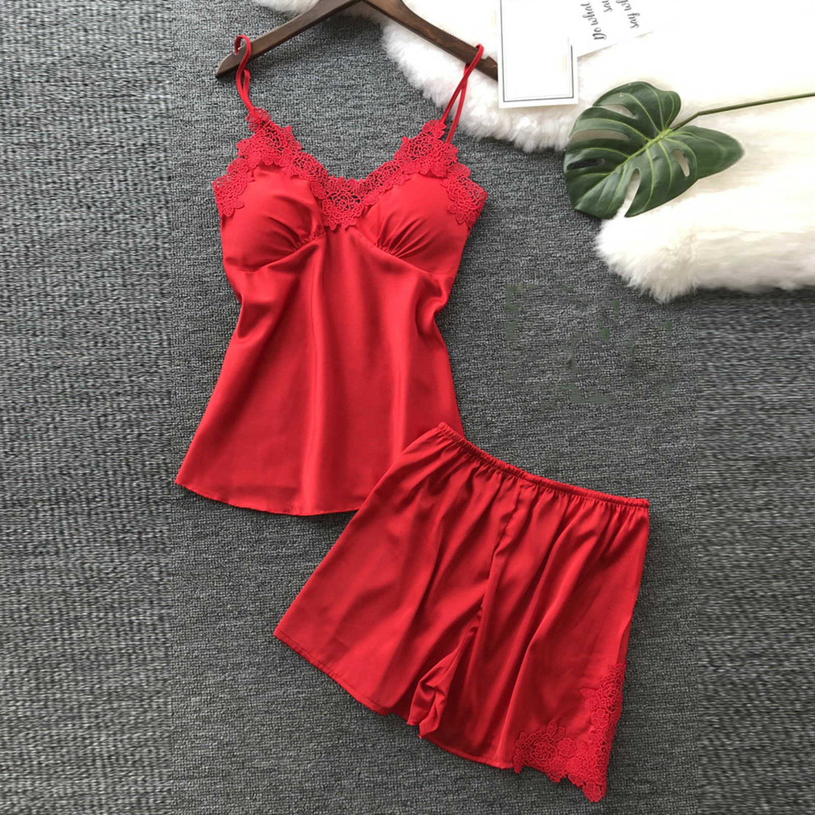 Ensemble de pyjama 2 pièces pour femmes, vêtements de nuit sexy en fibre, culotte en Y, vêtements de maison AI0001 – Image 7