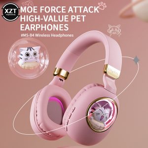 Écouteurs stéréo sans fil compatibles Bluetooth pour animaux de compagnie, casque de jeu, suppression du bruit, prise en charge du microphone, jeu AUX, mignon, téléphone de sauna AI0001