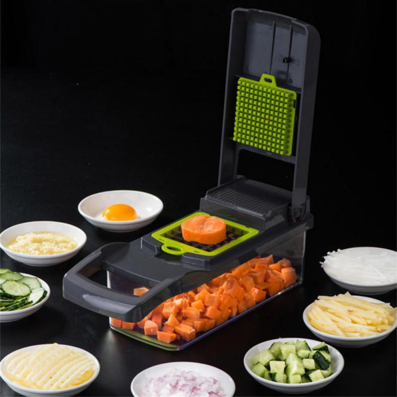 Hachoir à légumes à mandoline, coupe-légumes, râpe à carottes, broyeur de fromage français, outil de cuisine, 16 en 1 AI0001 – Image 2
