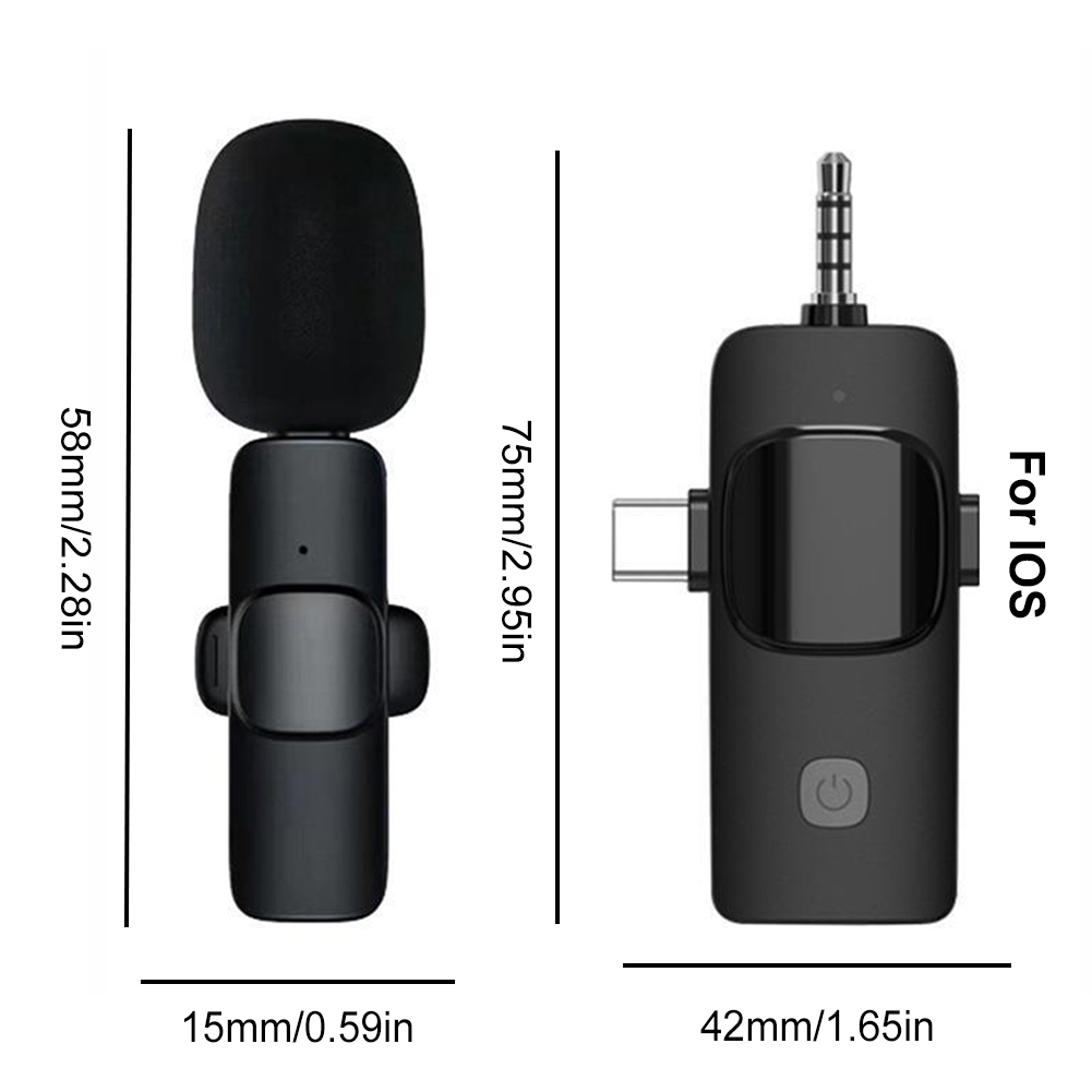 Microphone Lavalier sans fil avec réduction du bruit, micro-revers statique, micro Plug and Play, clip 3 en 1, audio et vidéo, 2.4G AI0001 – Image 2