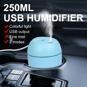 Humidificateur d'air portable USB, diffuseur d'huiles essentielles, 2 modes, arrêt automatique avec lumière LED, brumisateur pour la maison et la voiture, vapeur pour le visage, 250ml AI0001