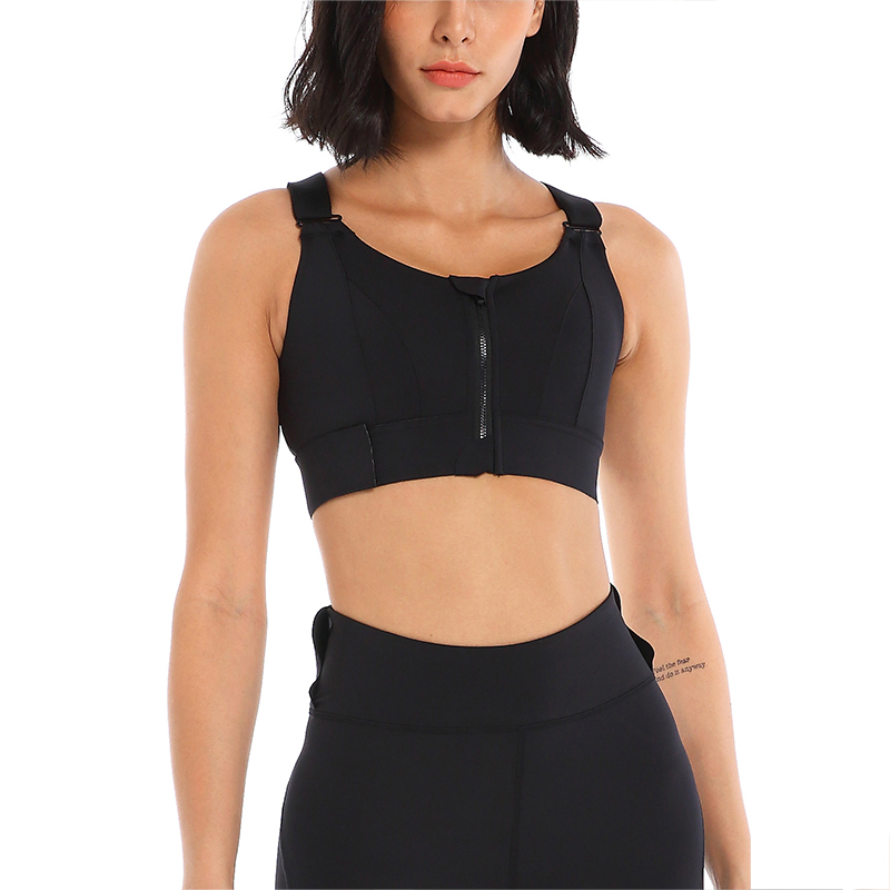 Soutien-gorge de sport pour femme, collant, haut court, yoga, fermeture éclair frontale, grande taille, sangle réglable, antichoc, fitness, brassière athlétique AI0001 – Image 5