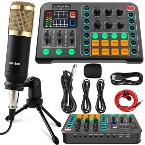 Microphone cardioïde professionnel pour podcast, 514-plus, projet en option, centre audio portable pour streaming en direct, jeux, PC AI0001