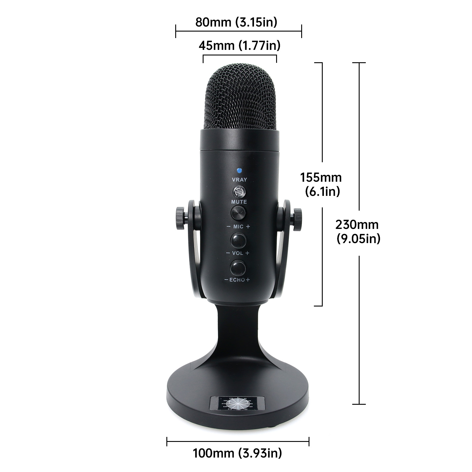 Microphone à condensateur USB professionnel, microphone statique, chant, jeu, diffusion en direct, PC, ordinateur portable, argent, noir, MU-900 AI0001 – Image 3