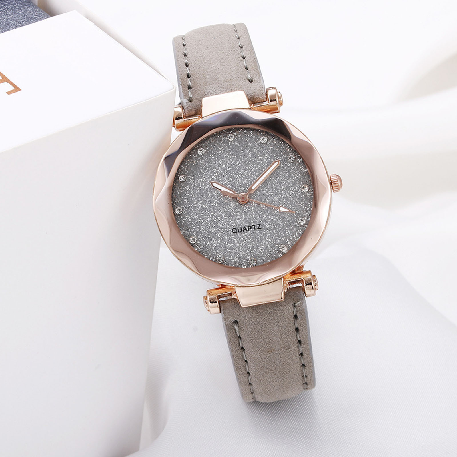 Montre à Quartz Romantique avec Strass pour Femme, Bracelet en Cuir, Cadran Simple, Montre-Bracelet Rétro, Luxe, Mode Femme AI0001 – Image 2