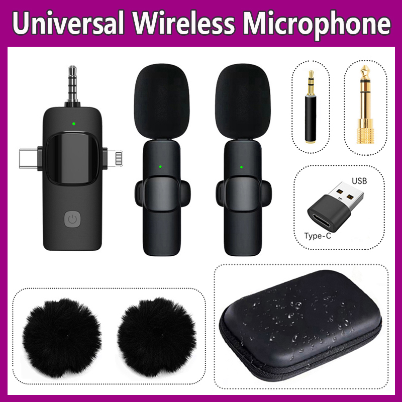 Microphone Lavalier sans fil 4 en 1 pour iPhone Type C, 3.5mm, appareil photo, ordinateur, radio, en direct, réduction statique du bruit, mini microphone AI0001 – Image 7