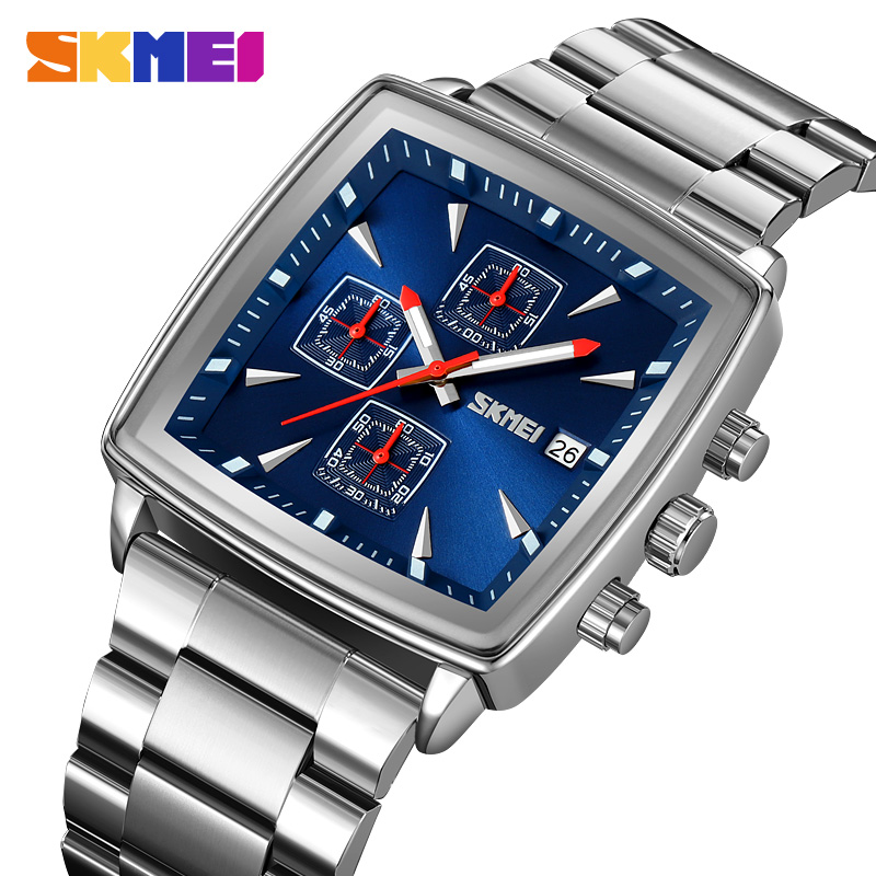 SKMEI-Montre-bracelet de sport à quartz pour homme, montres en acier complet, horloge décontractée, date et heure, luxe AI0001 – Image 7