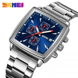 SKMEI-Montre-bracelet de sport à quartz pour homme, montres en acier complet, horloge décontractée, date et heure, luxe AI0001