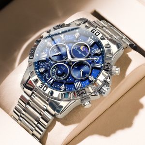 POEDAGAR-Montre Militaire de Luxe pour Homme, Montre-Bracelet de dehors à Quartz, Étanche, Shoous, Chronographe, en Acier Inoxydable AI0001