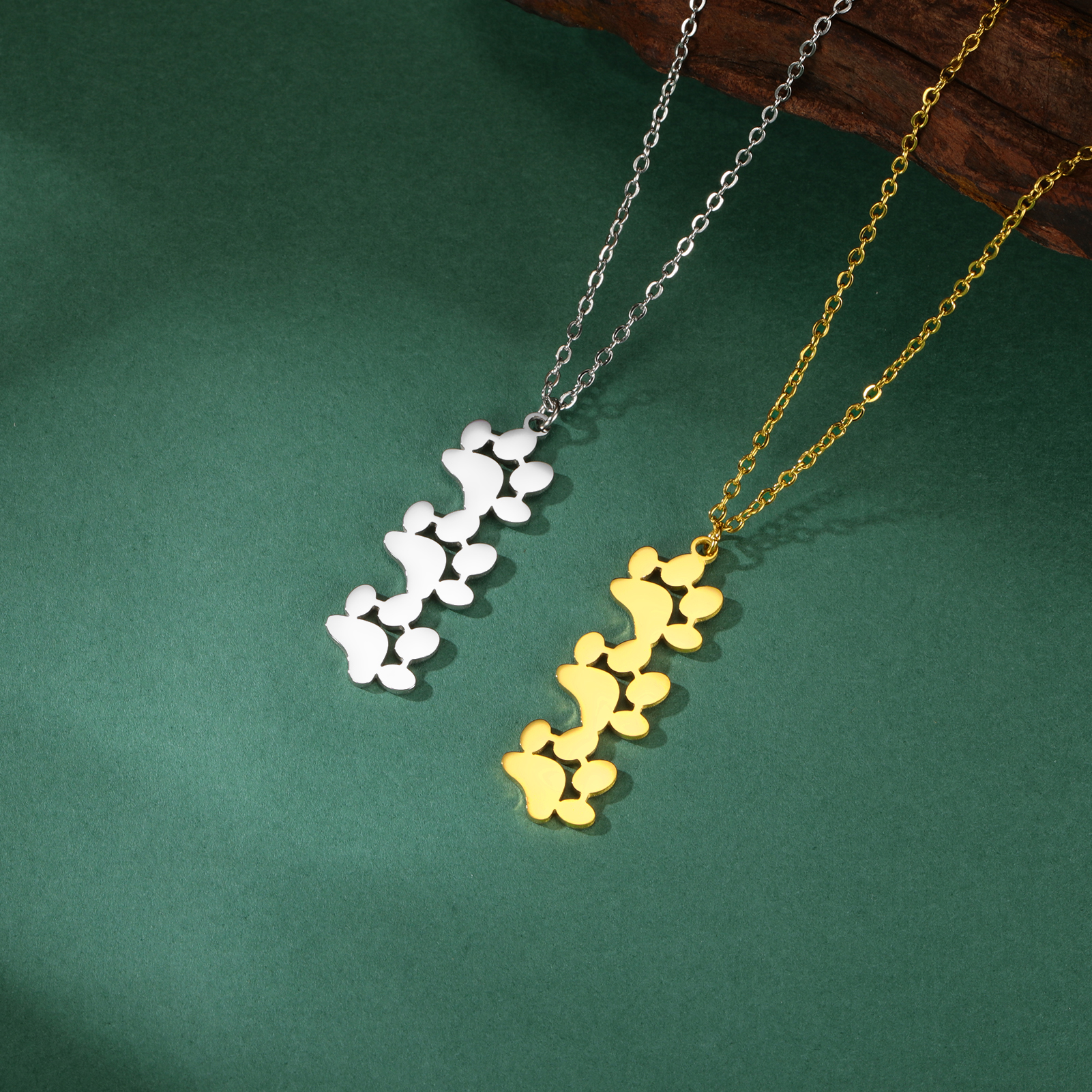 Lemegeton Collier personnalisé en acier inoxydable avec nom de patte de chien et de chat, bijoux commémoratifs pour animaux de compagnie, accessoires JOChild pour femmes AI0001 – Image 3