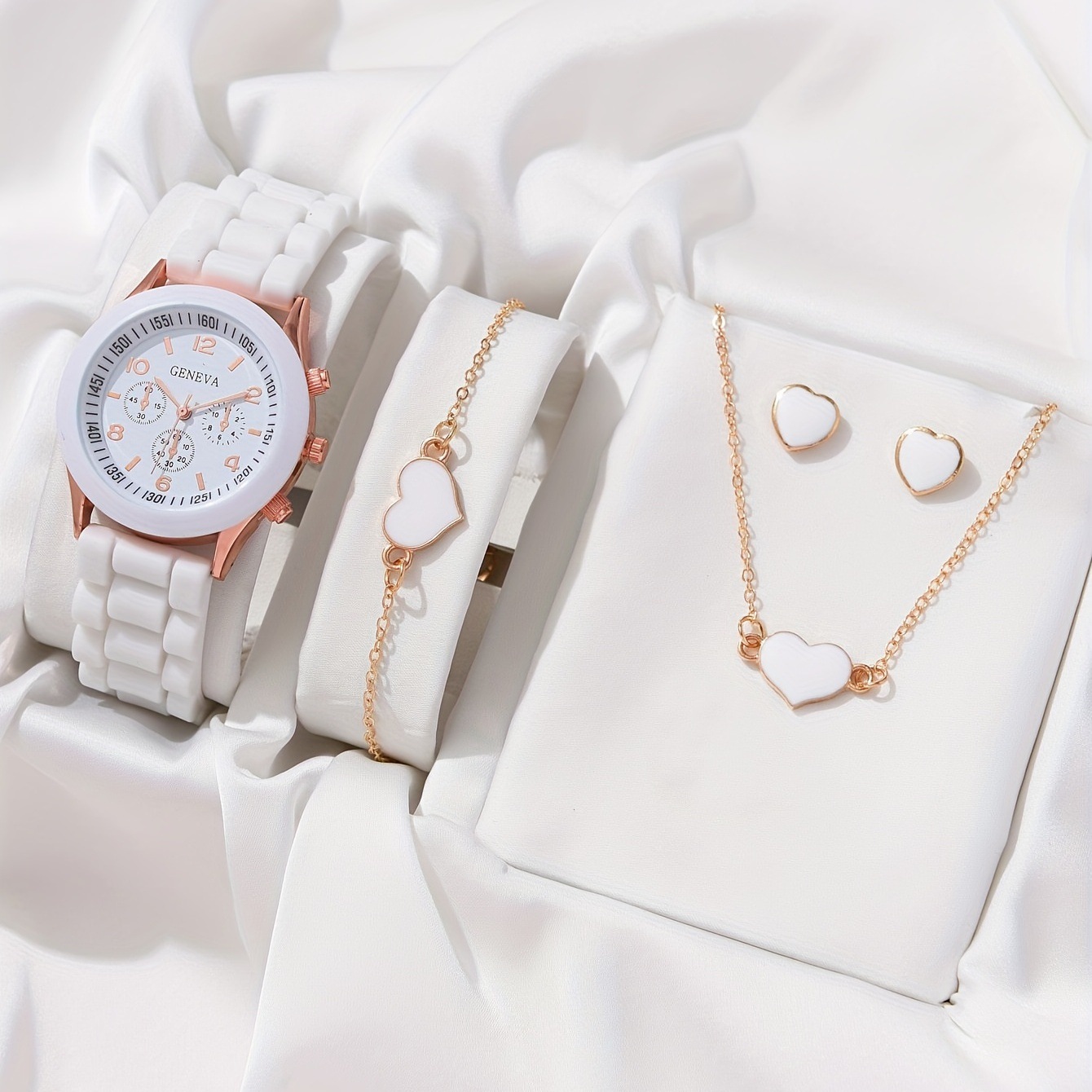 Ensemble de montre-bracelet à quartz pour femme, bague, collier, boucles d'oreilles, bracelet, coeur, papillon, bijoux pour femme, noir, mode de luxe, 5 pièces, 6 pièces AI0001 – Image 4